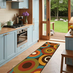Mid-Century Modern Concentric Colorblock Runner Rug