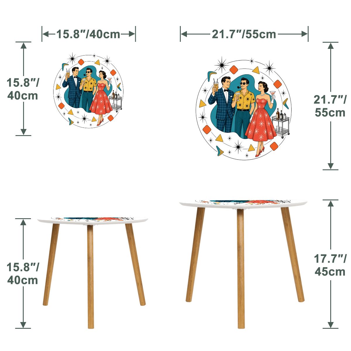Mid-Century Modern Cocktail Hour Nesting Coffee Table Set