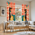 Mid-Century Modern Atomic Cat Blackout Curtains