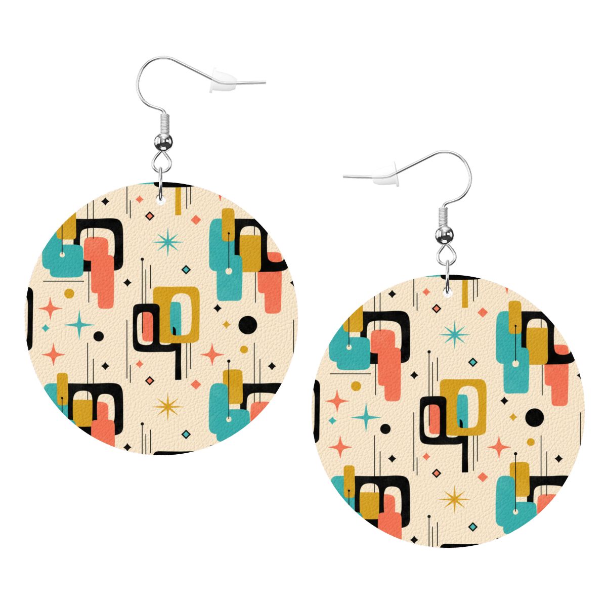 Mod Abstract Round Earrings | Mid-Century Modern Statement Drops