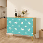 Teal Starburst Mid-Century Modern Media Console