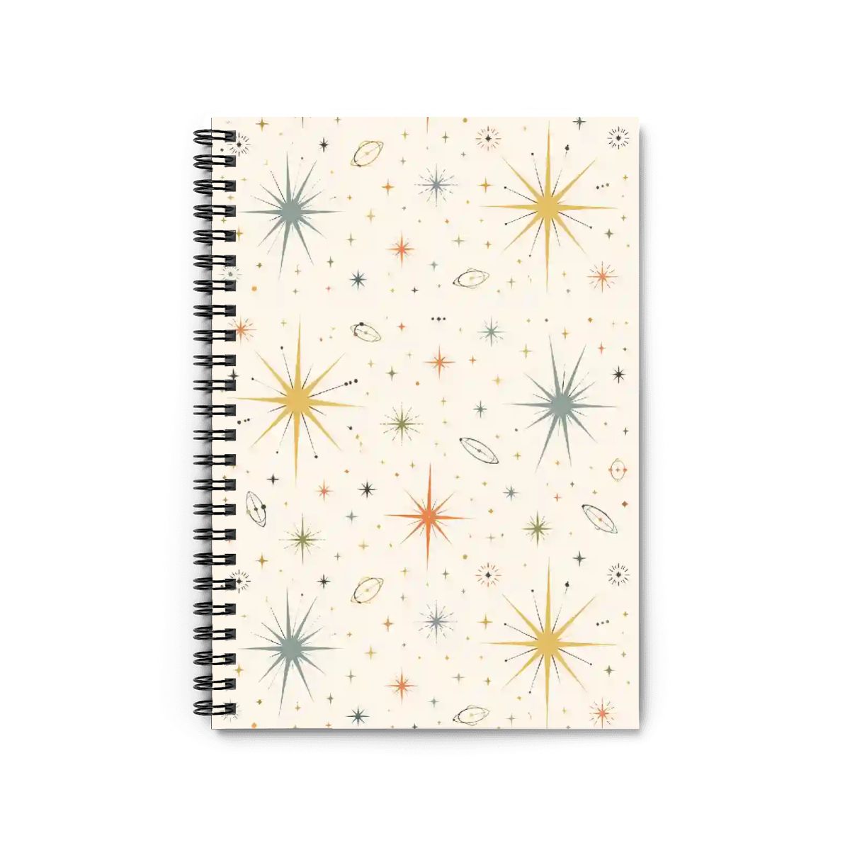 Mid-Century Modern Atomic Starburst Spiral Notebook