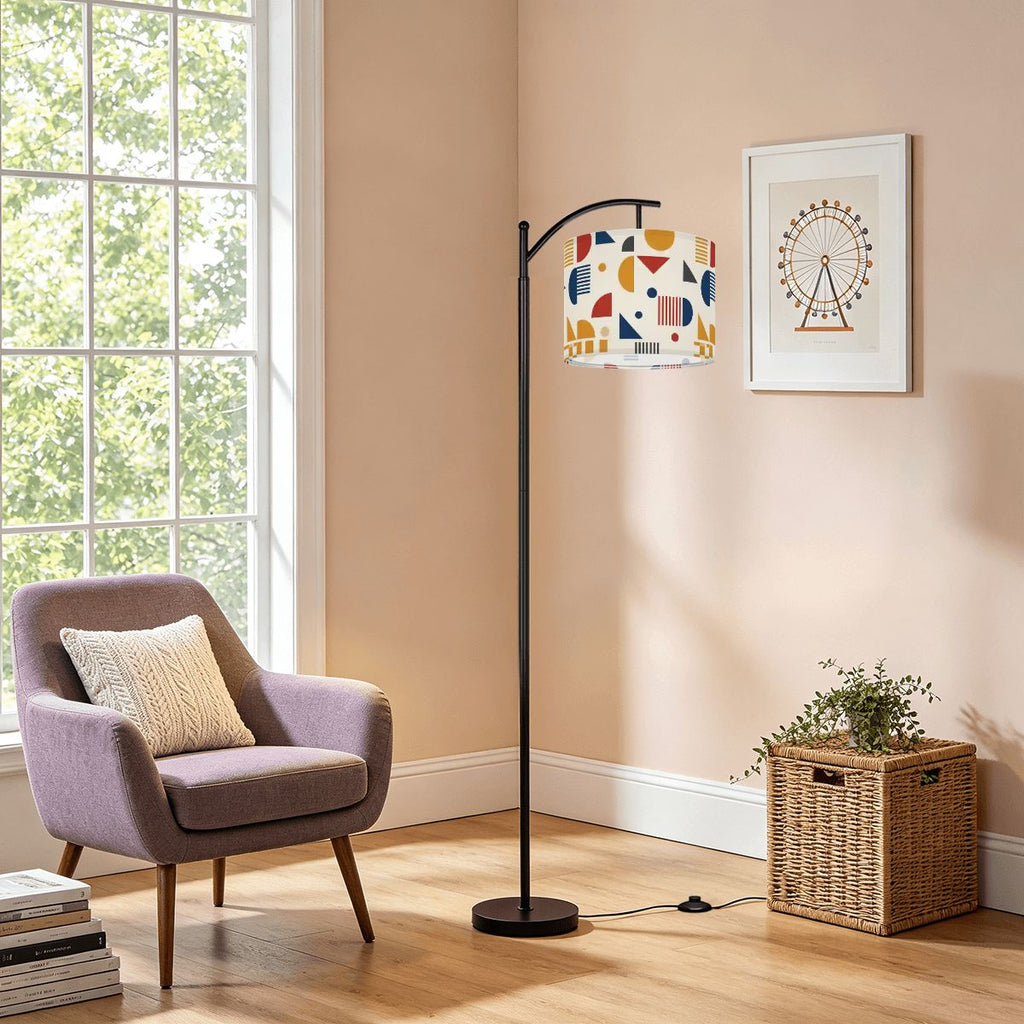 Bauhaus Color-Block Arc Floor Lamp