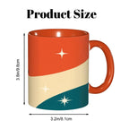 Black Cat Color-Block Mid-Century Modern Ceramic Mug