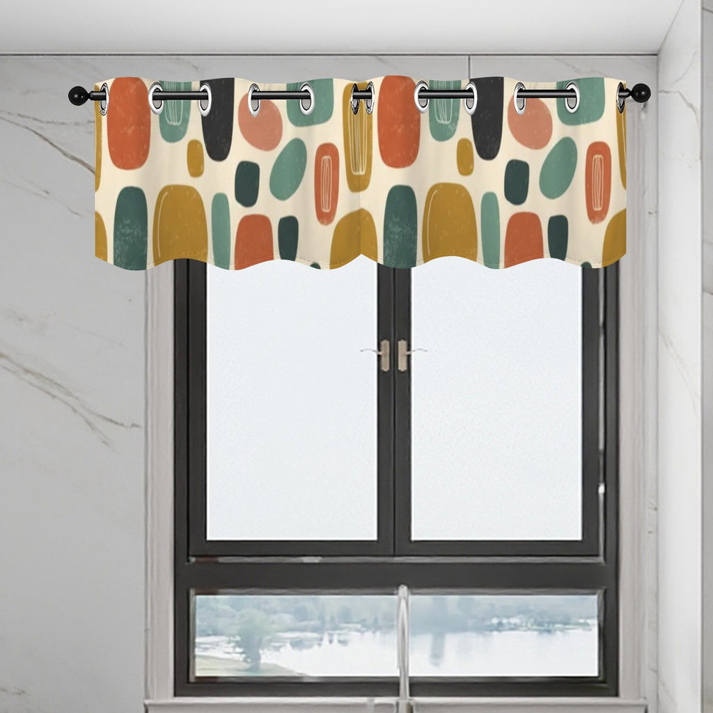 Mid-Century Modern Window Valance — Organic Pebble Repeat, 2 Panels (52"×18")