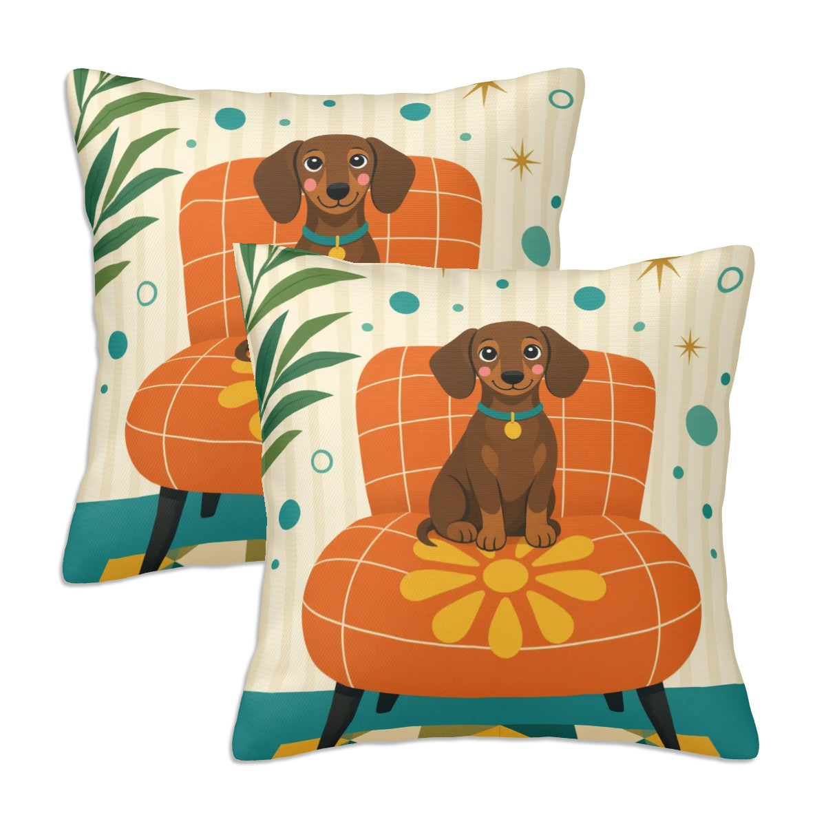 Mid-Century Modern Atomic Dog Pillow Cover Set