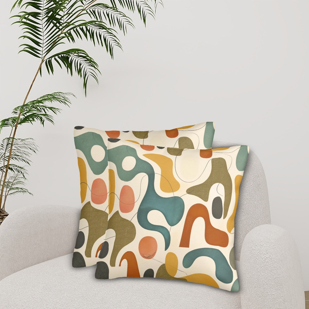 Mid-Century Modern Abstract Pillow Covers, Set of 2