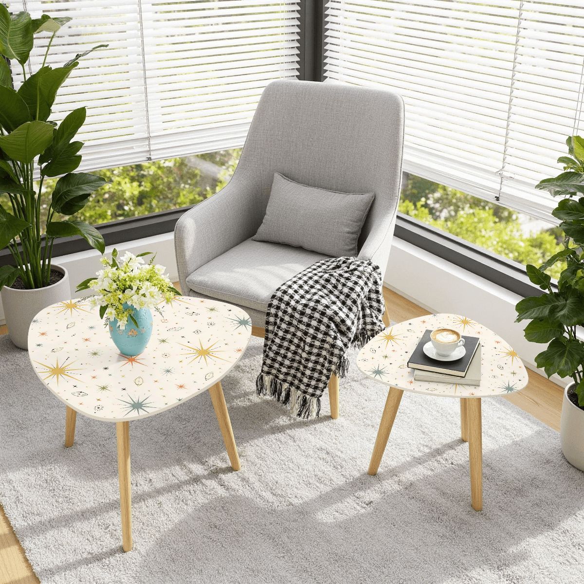 Mid-Century Modern Starburst Nesting Tables