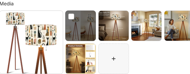 Mid-century modern tripod floor lamp with an abstract geometric shade